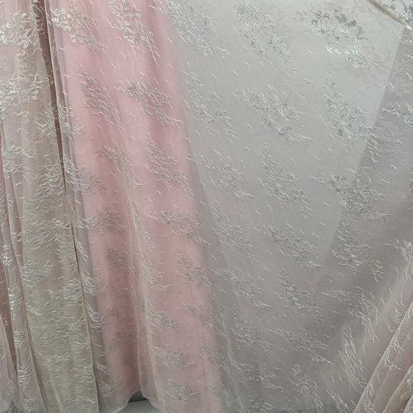 Dress The Population Pink Tulle Overlay Deep V-Neck Gown Dress Sz XS - Picture 5 of 6